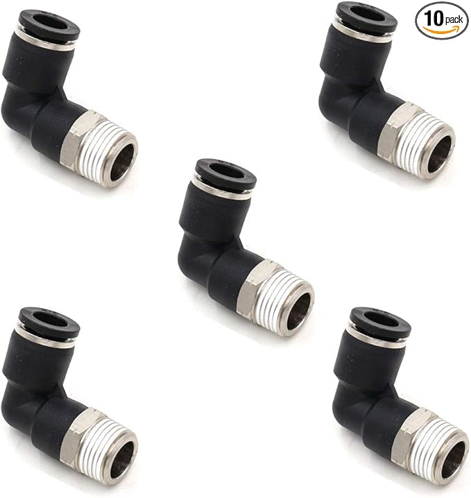 CEKER 5/16 Tubing Od x 1/4" Npt Male Thread Elbow 90 Degree Push to Connect Fittings Air Fittings Pneumatic Quick Connect Fitting Airlines Push In Connectors Tube Fittings 10Packs