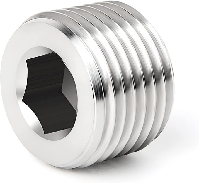 TAISHER 25PCS Stainless Steel Internal Hex Thread Socket Pipe Plug Fitting 1/8" 1/4" 3/8" 1/2" 3/4" NPT Male