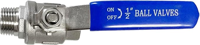 1/2" Male to Female Thread Full Port Ball Valves NPT 304 Stainless Steel for Water Oil Gas WOG1000 (Pack of 2)