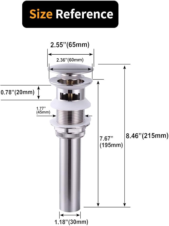 Bathroom Faucet Vessel Vanity Sink Pop Up Drain Stopper with Overflow, Brushed Nickel D500031BN