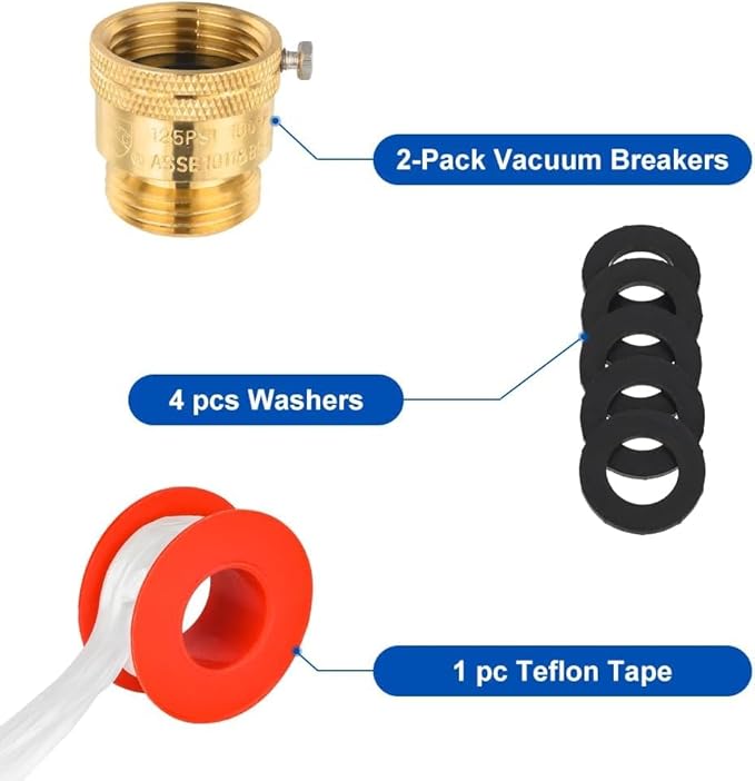 40-Pack EFIELD Anti Siphon Vacuum Breakers Set, 3/4 Inch Backflow Preventer for Garden Spigot, RV, Solid Brass Anti-Backflow Valve with Sealing Tape and washers,(BIBCOCK004-40PCS)