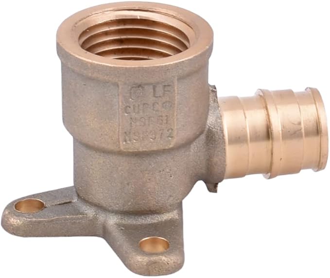LD Valve-Pex A Fitting 1/2"ProPEX x 1/2"FPT Brass Elbow with Drop Ear for Pex-A Pipe System, F1960 Brass Cold Expansion Transition Fittings PPEX to FPT Thread Drop Ear Elbow (8-Pack)