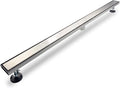 Linear Shower Drain, 60 inch Drain with Tile Insert 2-in-1 Panel, Brushed 304 Stainless Steel Shower Floor Drain, Linear Drain with Hair Strainer and Adjustable Feet