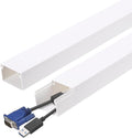 HARFINGTON 4pcs Cord Hider Wall 15inx1.18inx0.8in (LxWxH) PVC Cable Cover Self Adhesive Wire Hider Wall Mounted TV Cable Raceway for Cables Management (60in Total Length),White