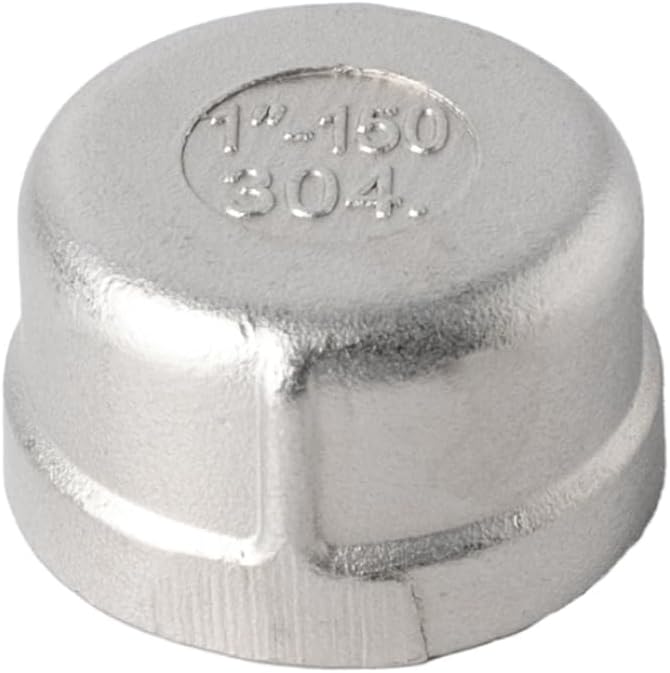Stainless Steel 304 Cast Pipe Fitting, Round End Cap, 1" NPT Female (Pack of 2)