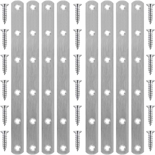 8 Inch Straight Bracket Stainless Steel Flat Braces, 8 Pack Mending Plates