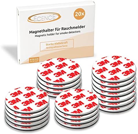 ECENCE Magnetic Smoke Detector Installation Tool 20pcs Magnetic Adhesive Pads with 3M Glue For Smoke Alarms Ø 50mm, No Drilling Or Screws, Quick and Easy Fastening