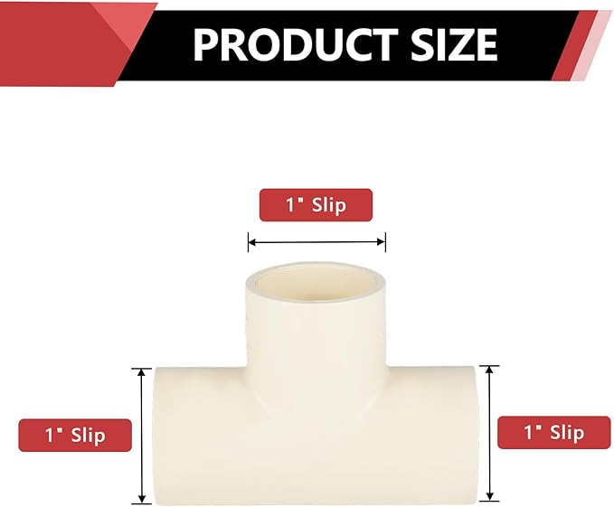 10-PACK EFIELD CPVC Tee Fittings,1" CPVC-CTS Slip Tee for Hot and Cold Water Pressure Distribution Systems,(CPVC022-10)