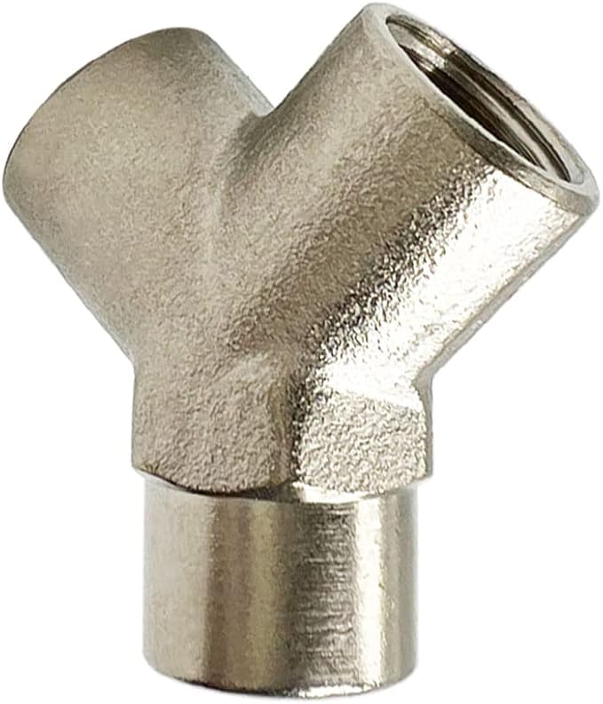 Yoebor Nickel Plated Brass Pipe Fitting Wye Tee Union 1/4" NPT Female 3-Way Connector (Pack of 2)