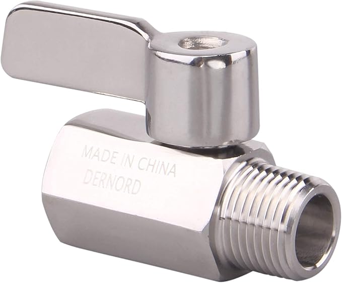 DERNORD 3/8 inch Stainless Mini Ball Valve NPT Female x Male Thread SUS316