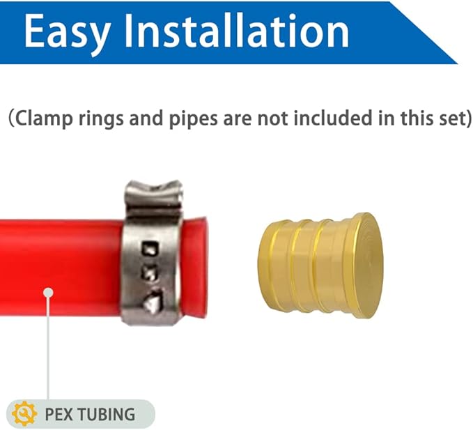 Hooshing 10PCS 3/4 inch Pex Barb Plug End Cap Brass Crimp Pipe Fittings
