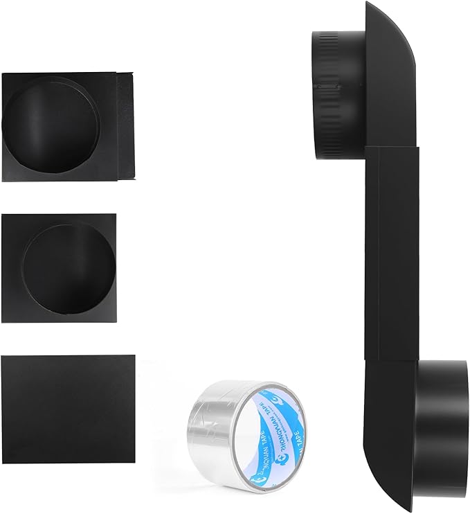 OEM Upgraded Periscope Dryer Vent (DIY) Design 6.5"&12" Adjustable length for Tight Spaces, compact dryer vent,Includes 1 Rolls Foil Tape(stainless steel Black) Renovation of laundry room space