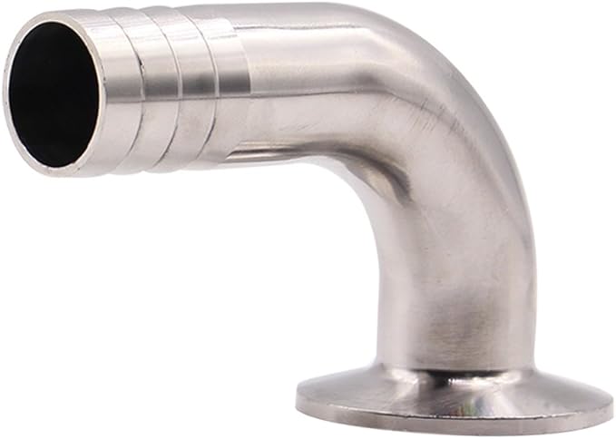DERNORD Sanitary Hose Barb Pipe Fitting 1.5" Tri Clamp (50.5MM Ferrule) 90 Degree Elbow (Tube OD: 3/4"/19MM (1.5 Tri-clamp))