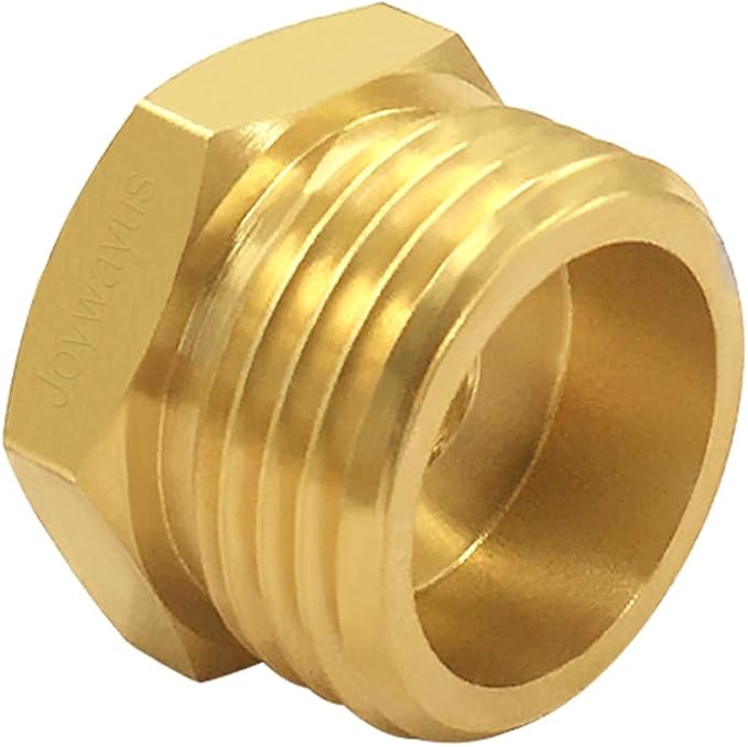 Joywayus 2PCS 3/4 GHT Male to 3/8 Compression Female Thread Bushing Pipe Fitting, Brass Reducer Faucet Connector Water Hose Adapter, Supply Line to Garden Hose Adapter for RV Kitchen Bathroom Plumbing