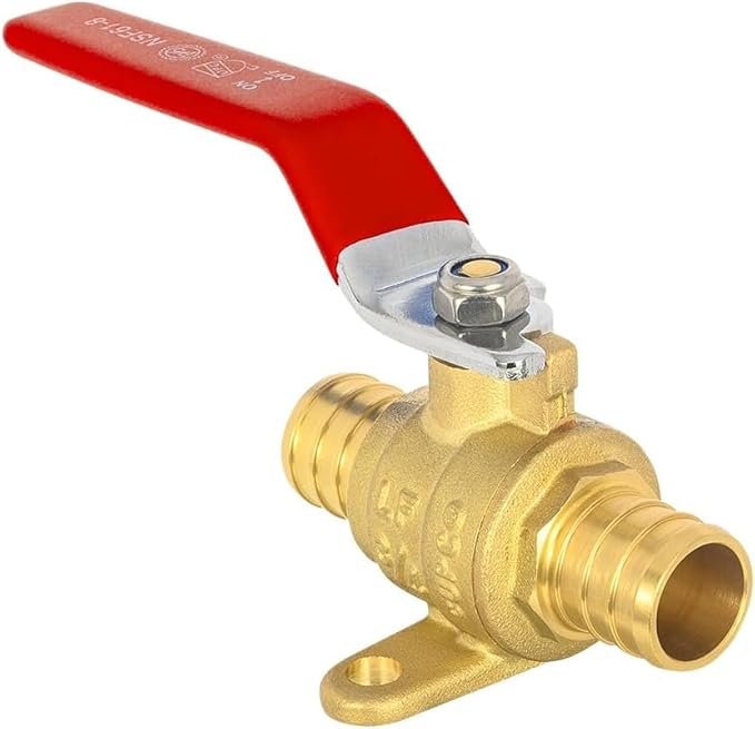 20-Pack EFIELD 3/4-inch Crimp Pex Full Port Shut-off Brass Ball Valve with Drop-ear, Red and Blue Levels, ASTM F1807,(VALVE217-20PCS)