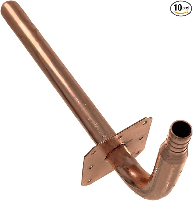 10 Pieces XFITTING Copper STUB Out Elbow for 1/2" PEX TUBING with Ear/Nail Flange 3 1/2" X 8"