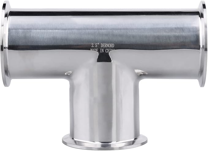 DERNORD Clamp Tee 3 Way Stainless Steel 304 Sanitary Fitting Fits 2.5" Tri-clamp, 64mm Pipe OD