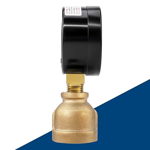 SENCTRL 0-60 Psi Gas Pressure Test Gauge, 2" Dial Size, 3/4" FNPT Connection, Brass Valve, Forged Brass Bell Shape Body Assembly