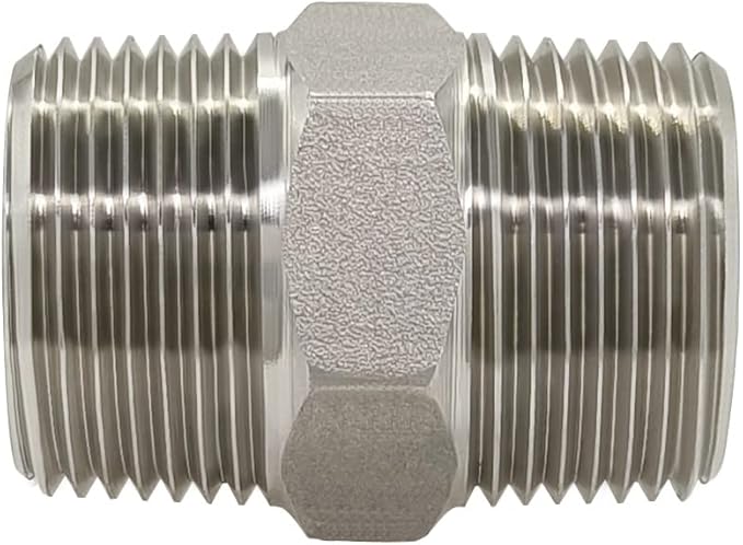 Hooshing 4PCS Hex Nipple 3/4" Male NPT Stainless Steel 304 Threaded Pipe Fittings for Brew Kit Home Piping