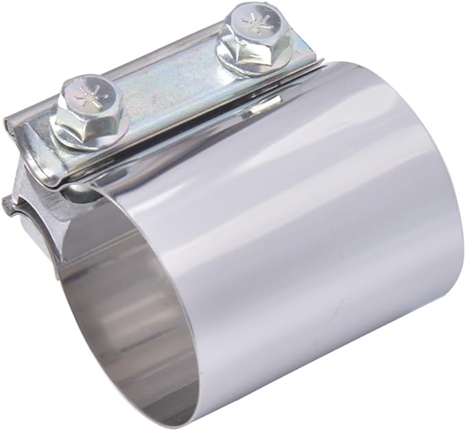 ID 2 Inch Butt Joint Exhaust Band Clamp-Stainless Steel Sleeve Coupler-fits OD 2" Exhaust Pipes Mufflers