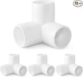 3 Way PVC Pipe Fittings 1 Inch, Zernmiarder White PVC Elbow Corner Side Outlet Tee Fitting, SCH40 Furniture Grade Pipe Connectors - Fits 1" Polyvinyl Chloride Pipes, 12 Pieces