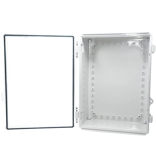 Outdoor Waterproof Electrical Box Junction Box Weatherproof IP67 ABS Plastic Enclosure Switch Router Project Box Electronics Enclosure with Mounting Plate Wall Bracket Clear 14.6"x10.6"x5.9"