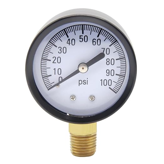 Pressure Gauge 0-100PSI 2" Dial Stainless Steel Case 1/4" NPT Male Brass Bottom Mount Universal Multifunctional