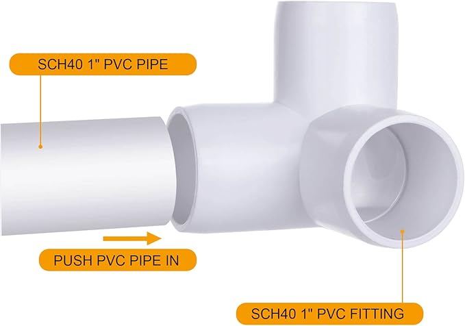 12 PCS 1 Inch PVC Fittings - 4 Way Pipe Fittings Tee Corner Connector Fitting, PVC Furniture Joint Corner Fitting for Building Furniture Greenhouse Shed Pipe Fittings Tent Connection