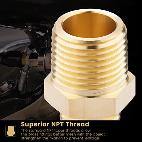 KOOTANS 1/2 NPT x 3/8 NPT Male Solid Brass Hex Nipples,4 PACK