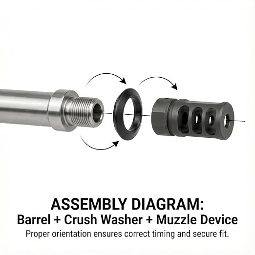 1/2 x 28 Crush Washer 5 Pack Black Steel Precision Spacers Anti Corrosion for Threaded Platforms Fits 1/2x28 1/2 28 0.5x28 14mm Threads Machined for Secure Alignment Durable Conical Design
