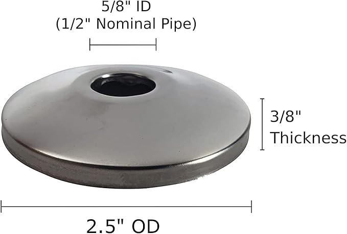 1/2" Chrome Plated Steel Escutcheon Flange Cover with Sure Grip for 1/2" Copper, PEX, and CPVC pipe wall covers (20)