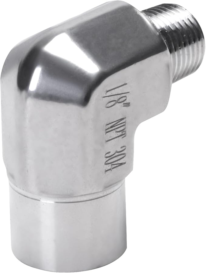 90 Degree Street Elbow - 1/8" NPT Male to 1/8" NPT Female Stainless Steel 304 Heavy Duty Forged Barstock Street Elbow Adapter Pipe Fitting (pack of 5)
