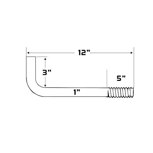 1"-8 x 12" L-Bolt Concrete Anchor Bolt - Hot Dip Galvanized by Conquest Fasteners
