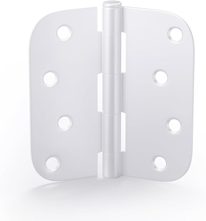 goldenwarm Pack of 3 White Heavy Duty Iron Door Hinges, 4 Inch x 4 Inch Interior and Exterior White Door Hinges with 5/8" Radius Corners