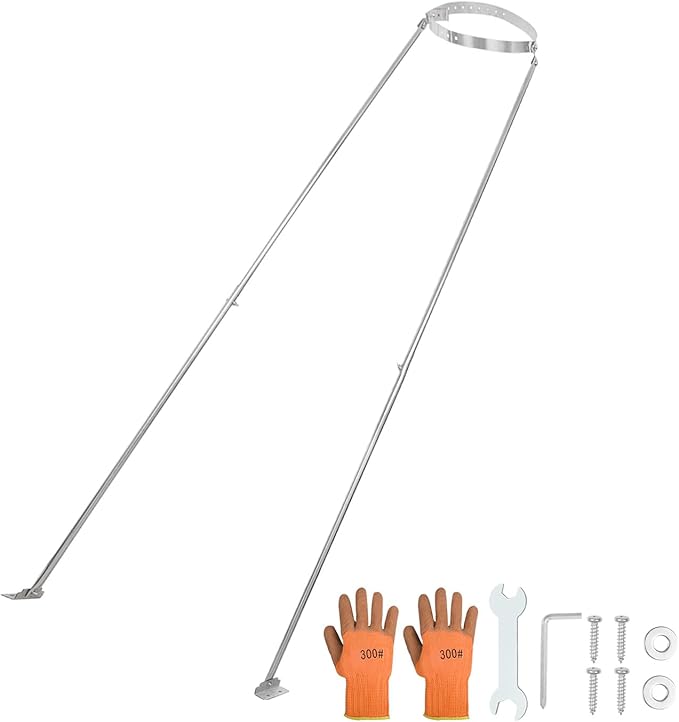 Extended Roof Chimney Support Bracket Compatible with Chimney Pipes 6"-15" Diameter Adjustable Roof Brace Includes Mounting Bracket Leg and Nut Gasket Provides Stability Against Snow and Wind