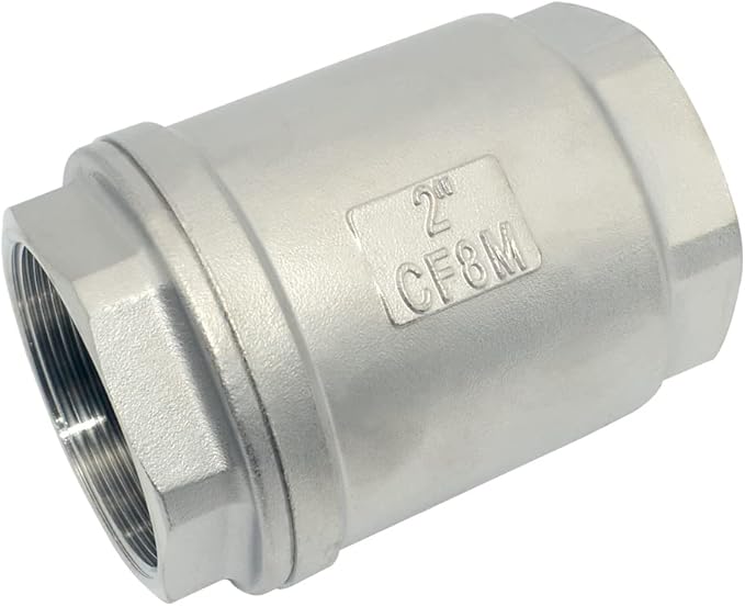 2" NPT Female WOG1000 Check Valve,Spring Loaded In-line Low Cracking Pressure,Stainless Steel SS316 CF8M