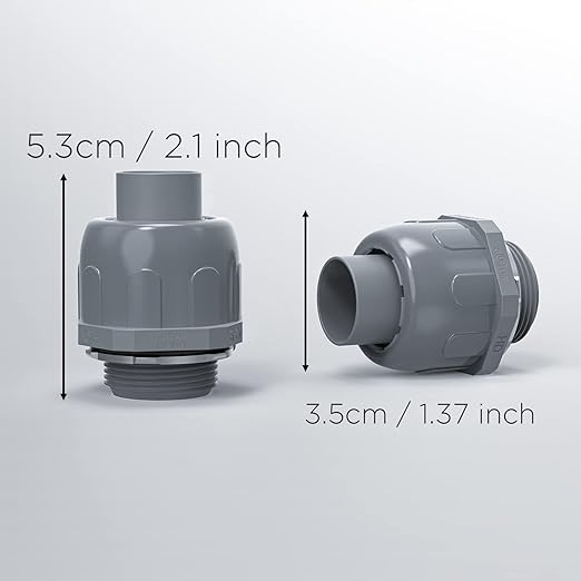 Conduit Connectors, 1/2 Inch Liquid Tight Connector NPT Non-Metallic for PVC Electrical Flexible Conduit Fittings, 180 Degree Straight, UL Listed for Home Outdoor Tubes Tools, Grey (30-Pack)