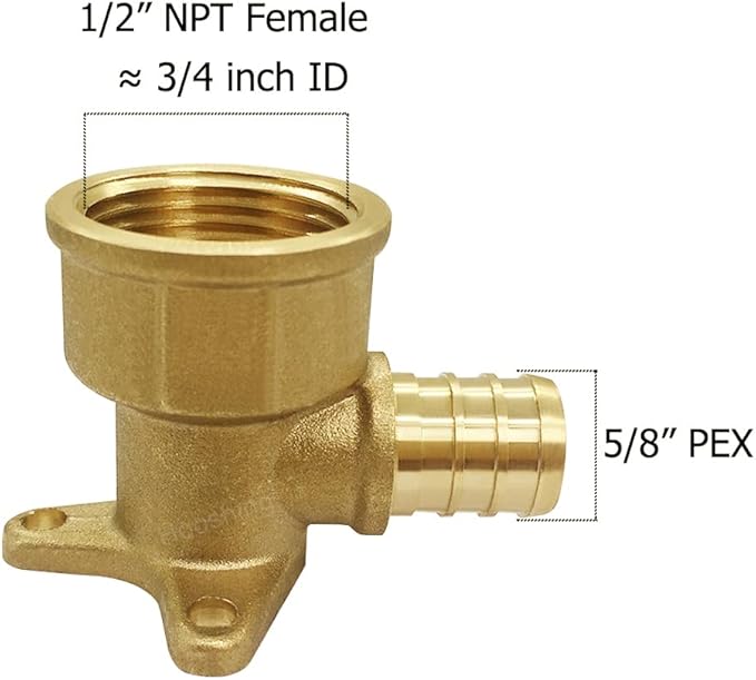 Hooshing 2PCS Drop Ear Elbow Pex Fittings 5/8" Pex x 1/2" NPT Female Adapter Brass Crimp Fittings for Pex Pipes Plumbing Jobs