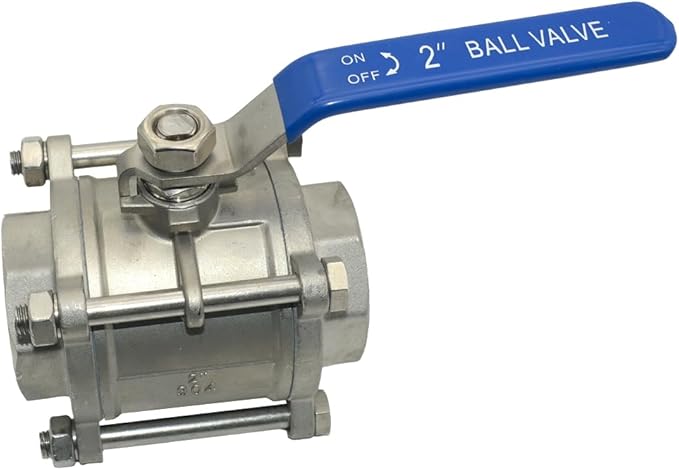 Ball Valve NPT Thread - Stainless Steel 304 Female 3-Piece Full Port (2'')
