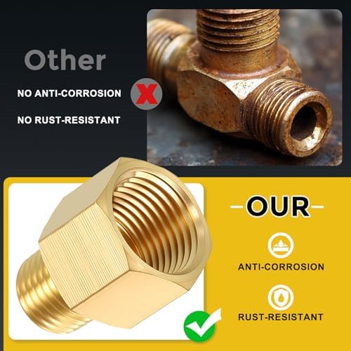 METALLIXITY 6PCS 1/2" FNPT x 1/4" MNPT Thread Brass Hex Extension Adapters