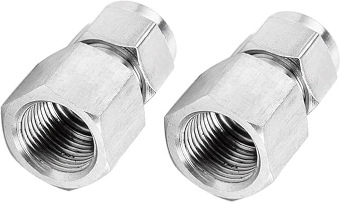 Stainless Steel 304 Compression Tube Fitting 3/8" Tube OD x 3/8" NPT Female Coupler, Pack of 2