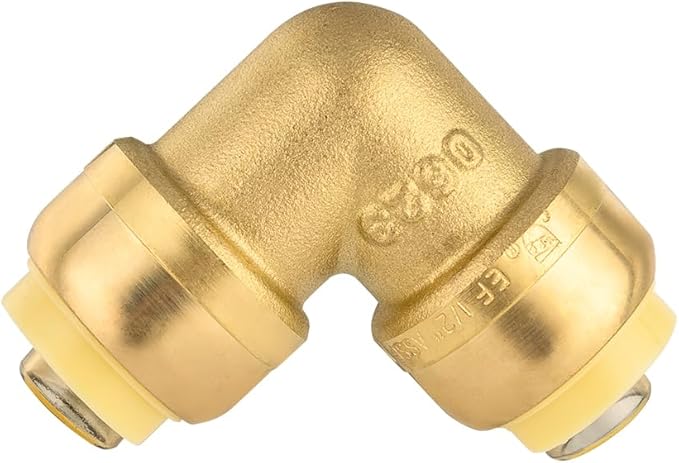 (Pack of 2) EFIELD 1/2-inch 90-Degree Elbow, Push-Fit Brass Fittings to Connect Copper, PEX, CPVC Pipe with 1/2" Disconnect Clip,(PF-UNI007)