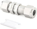 TAISHER 1PCS 304 Stainless Steel Thru-Bulk Bulkhead Compression Tube Pipe Fitting Connector, 1/4" Tube OD x 1/4" Tube OD Straight Adapter