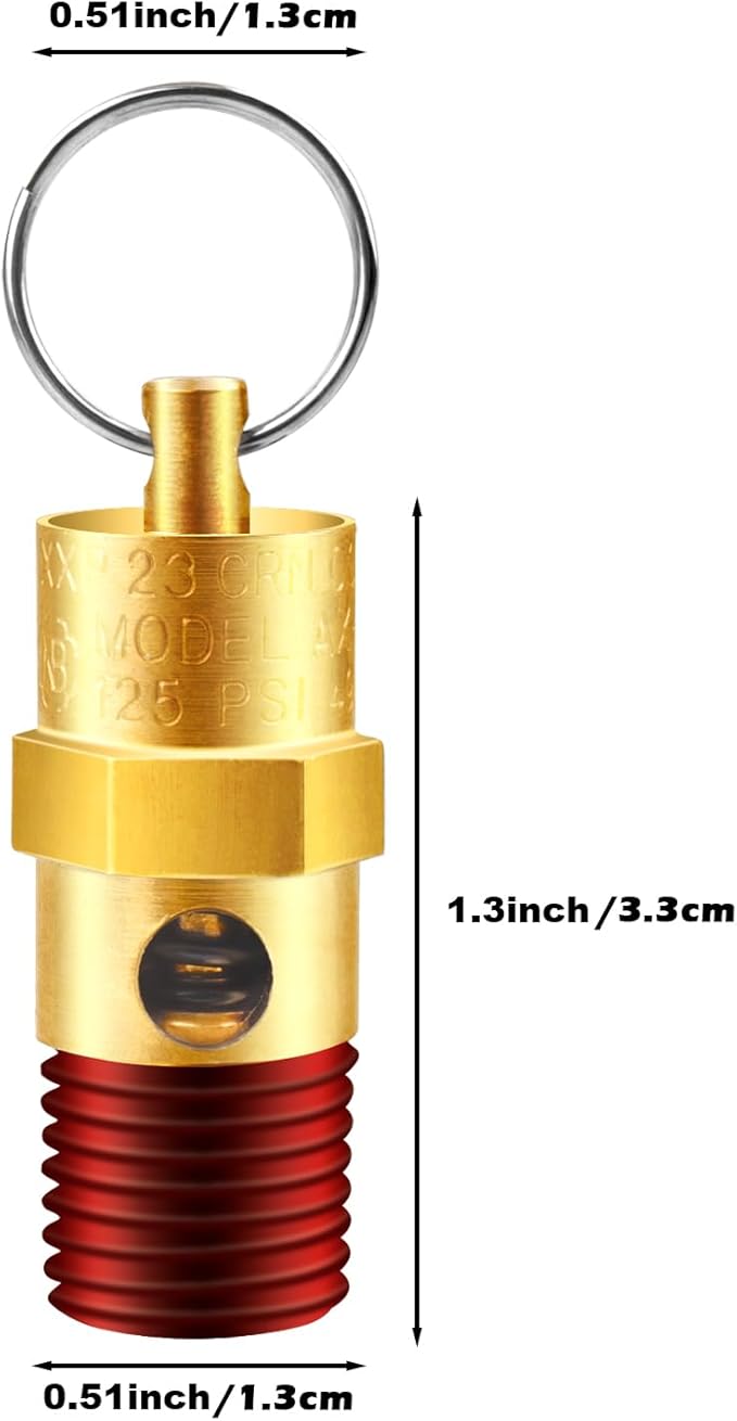 2 Pieces 1/4'' Male 125 PSI NPT Air Compressor Pressure Relief Valve Brass Safety Valve Air Compressor Check Valve