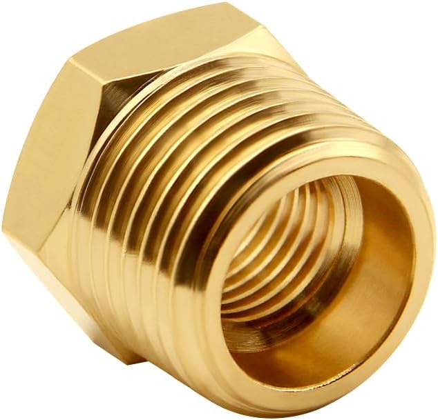 4PCS Brass Reducer Bushing, 3/4" NPT Male to 3/8" NPT Female Thread, Hex Reducing Convert Adapter Pipe Fitting Connector for Water/Oil/Gas