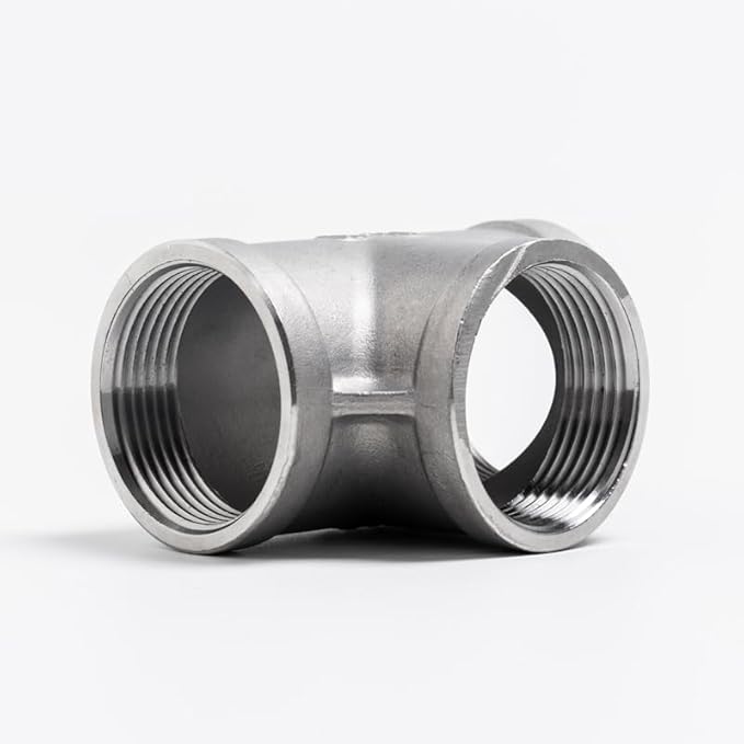 Beduan 1" Tee Female NPT T Shaped 3 Way Cast Pipe Fitting - Stainless Steel 304 (Pack of 2)