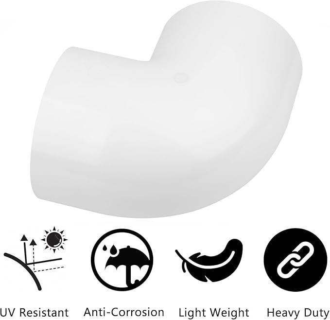6 Inch 90 Degree Elbow 2 Way Right Angle PVC Pipe Fitting, Furniture Build Grade SCH40 (Socket x Socket) 6" PVC Fitting Connectors for DIY Shelf Garden Support Structure