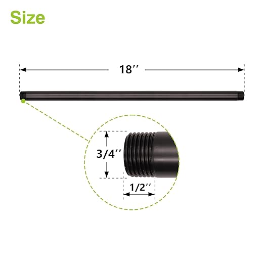 Naiture Brass Heavy Duty 1/2 NPT Connection Threaded Pipe Fitting Nipple, 18" Long, Oil Rubbed Bronze Finish