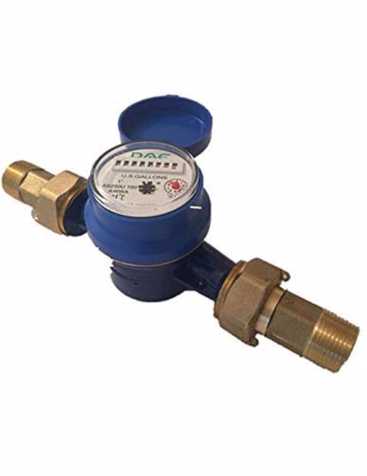 DAE AS250U-100 1" Water Meter, Measuring in Gallon + Couplings