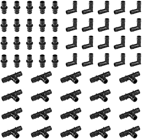 60Pcs EFIELD 1/2"Poly PEX-A Tee,Elbow,Coupling 20 PCS Each(PPSU1960032-60)